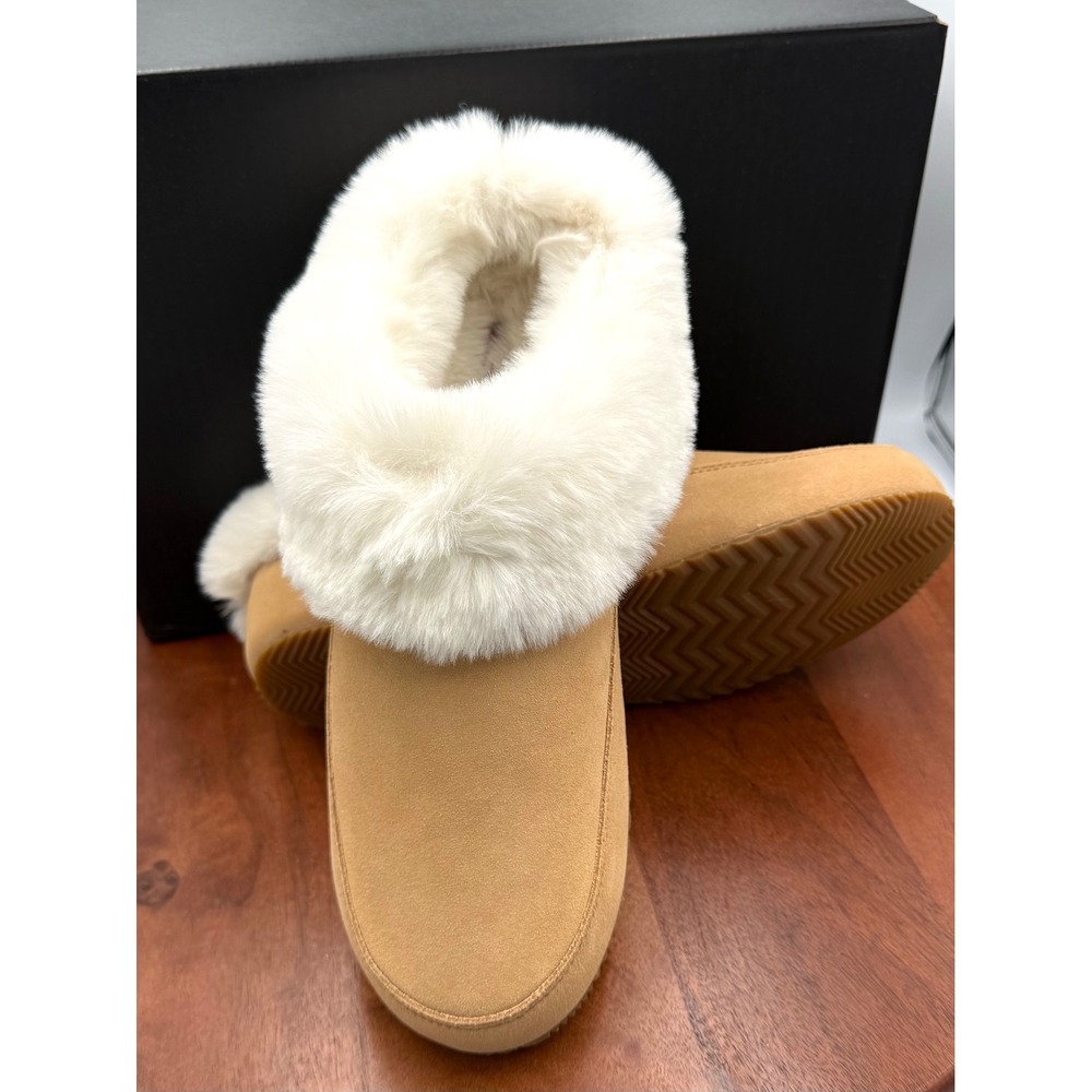 Sorel Go Coffee Run Slippers Tawny Buff/Natural Suede Shearling Lined Womens 9‎